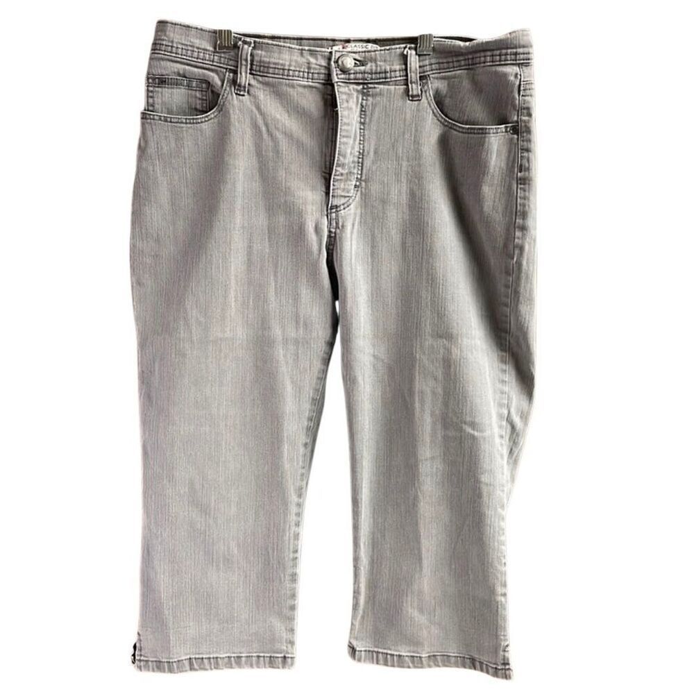 LEE Gray Wash Denim Capri Jeans Classic Fit At Waist Cropped Casual Y2K Momcore